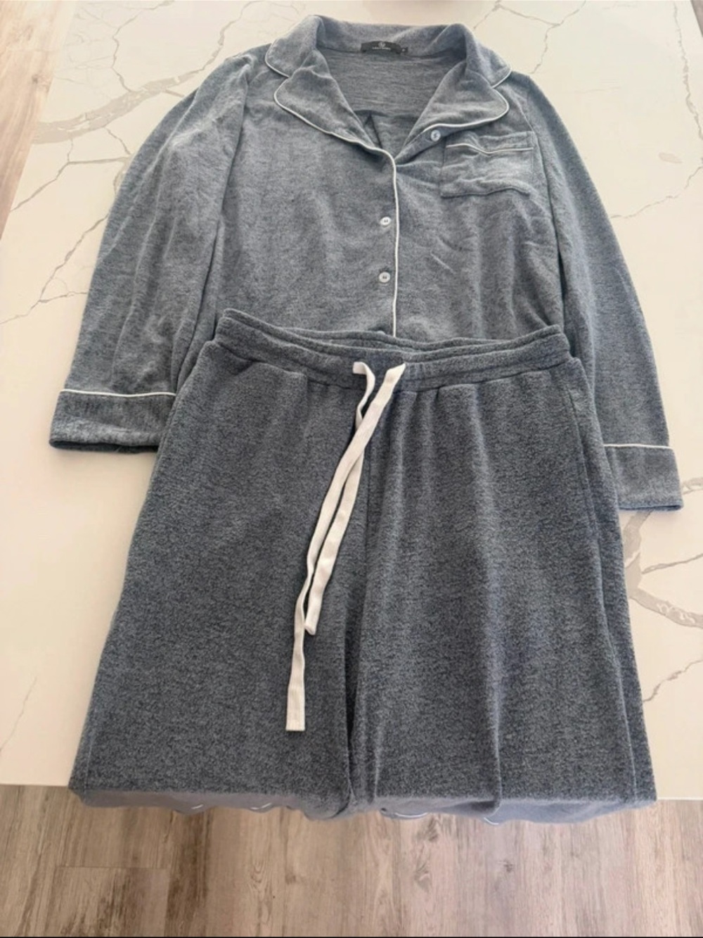Pajama Set with Button-Front Top and Drawstring Pants